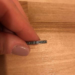 Sterling and Aquamarine Eternity Band